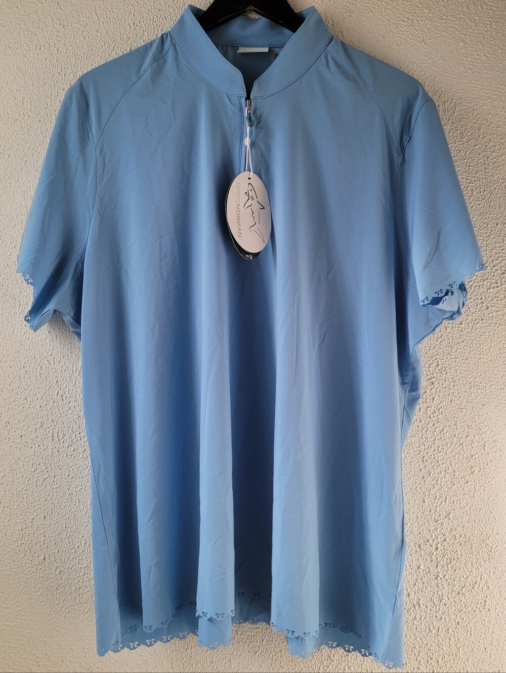 Greg Norman Women's X-Lite 50 Arise Stretch Zip Golf XXL Polo, French Blue